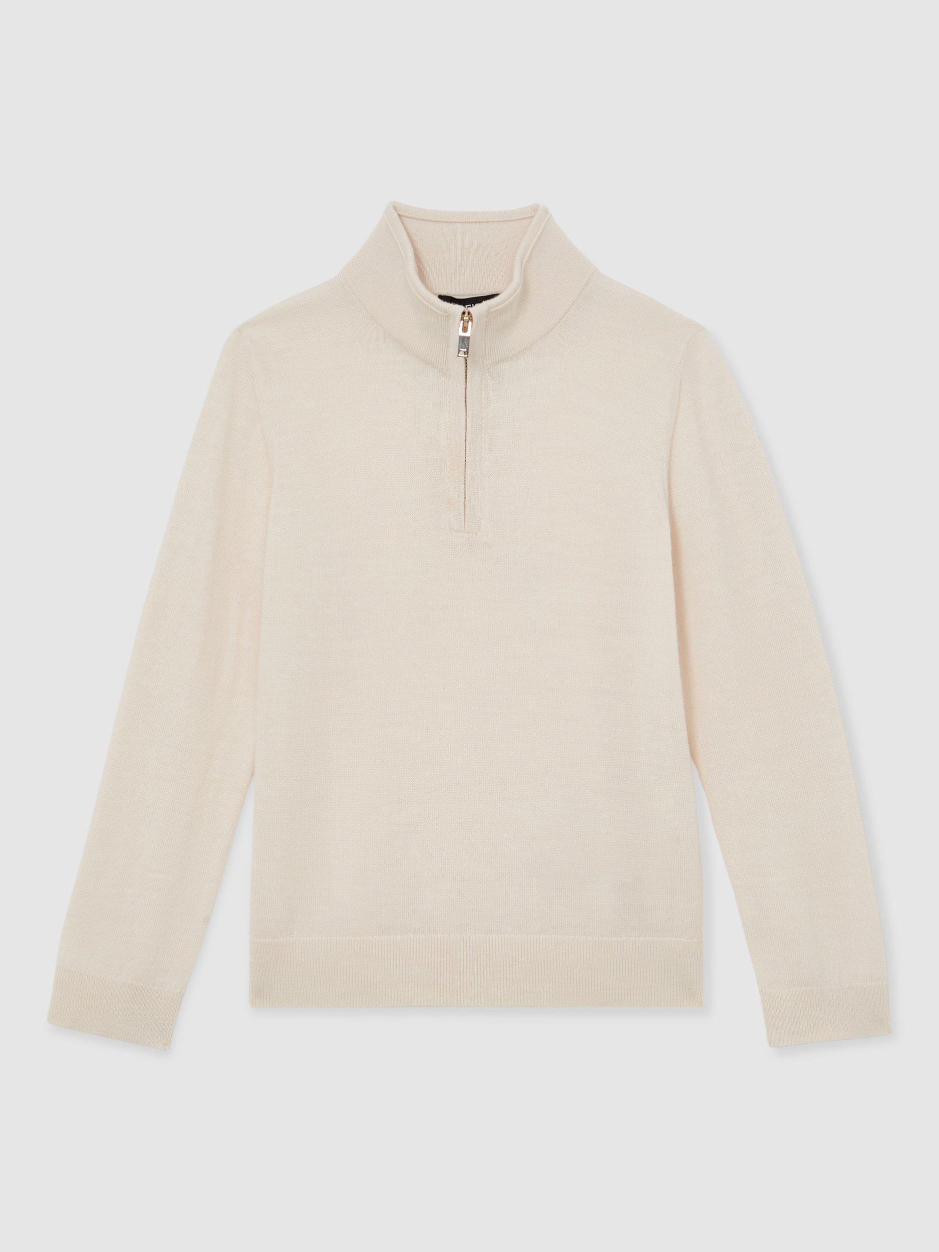 Product image 2 of 4, which shows Reiss Kids' Blackhall Half Zip Jumper, White, 3-4 years