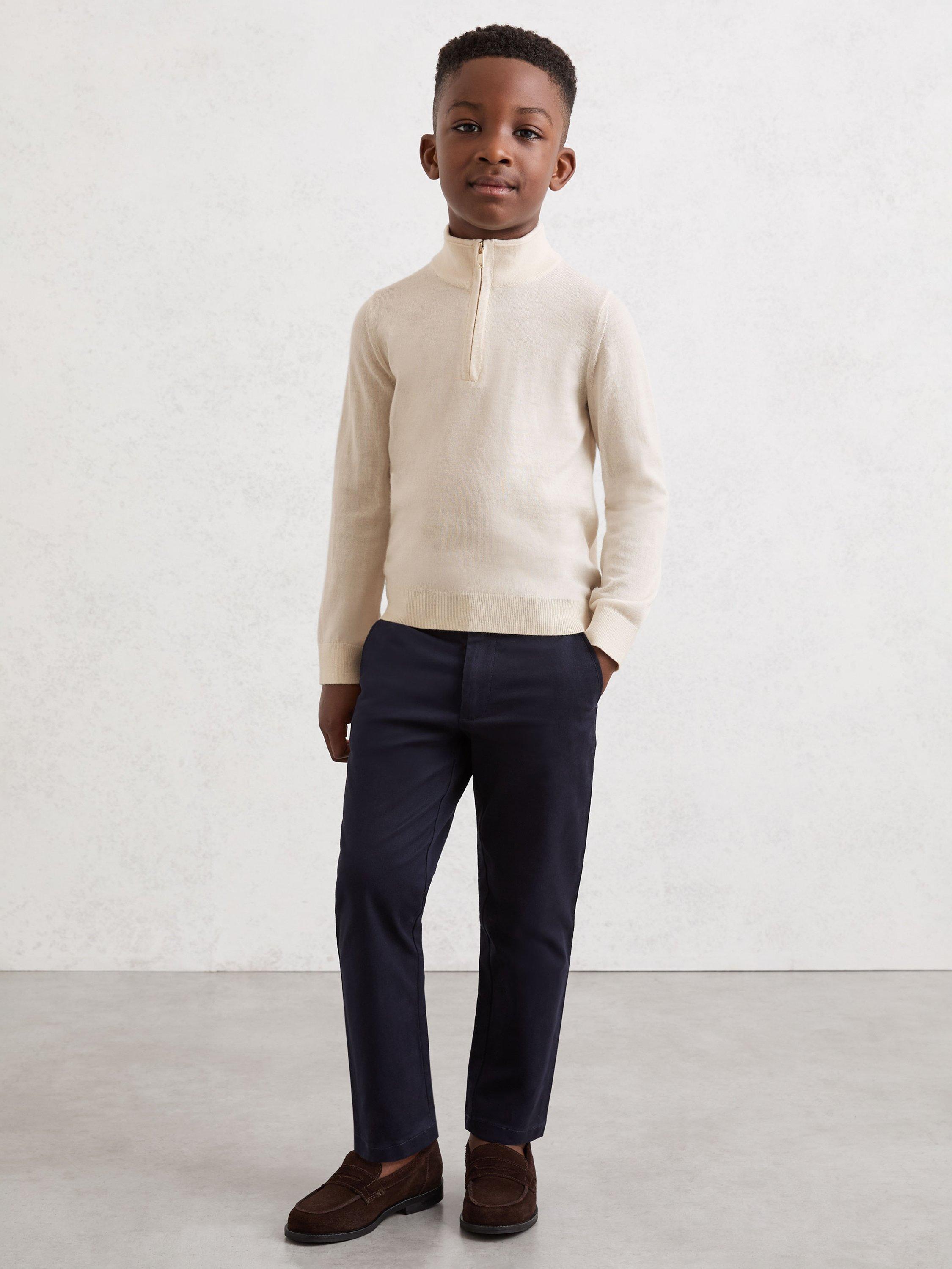 Product image 3 of 4, which shows Reiss Kids' Blackhall Half Zip Jumper, White, 3-4 years