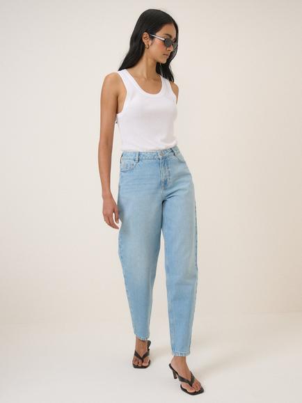Nobody's Child High Rise Barrel Leg Jeans, Light Blue - view 2, Light Blue