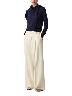 Theory Pleat Wide Leg Trousers, White, White