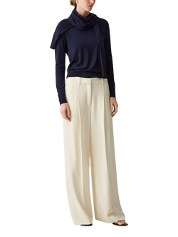 Theory Pleat Wide Leg Trousers, White - view 2, White