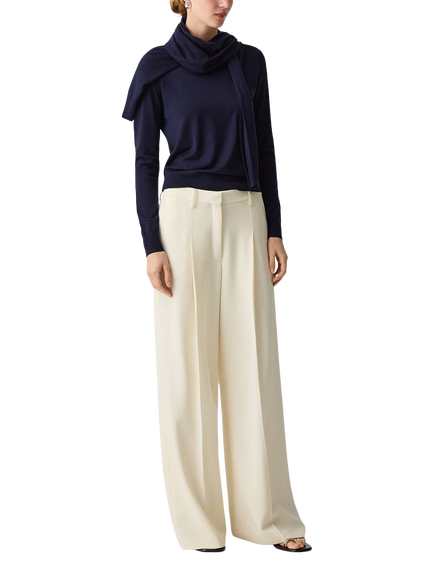 Theory Pleat Wide Leg Trousers, White - view 2, White