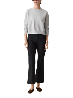 Theory Kick Flare Cropped Trousers, Black, Black