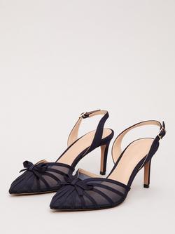 Phase Eight Grosgrain Strappy Court Shoes, Navy - view 2, Navy