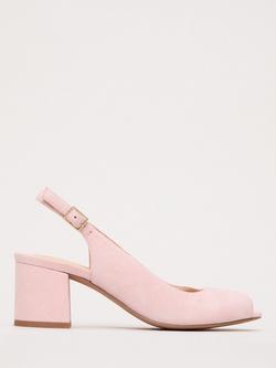 Phase Eight Suede Peeptoe Block Heel Court Shoes, Pink, Pink