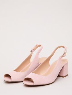Phase Eight Suede Peeptoe Block Heel Court Shoes, Pink - view 2, Pink