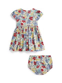 Ralph Lauren Baby Fit and Flare Floral Dress, Blue/Multi - view 2, Blue Multi