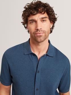 Ted Baker Connyr Button Through Cotton Polo Shirt, Mid-navy - view 2, Mid-navy