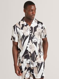 Ted Baker Thorgan Lyocell Regular Fit Floral Shirt, Stone, Stone