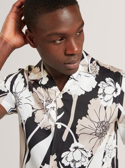 Ted Baker Thorgan Lyocell Regular Fit Floral Shirt, Stone - view 2, Stone