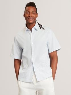Ted Baker Josefh Floral Embroidered Short Sleeve Shirt, Blue, Blue