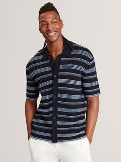 Ted Baker Florem Regular Short Sleeve Stripe Polo Shirt, Navy, Navy
