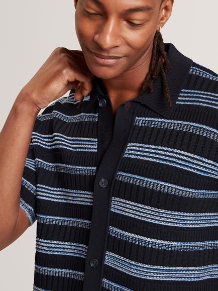 Ted Baker Florem Regular Short Sleeve Stripe Polo Shirt, Navy - view 2, Navy