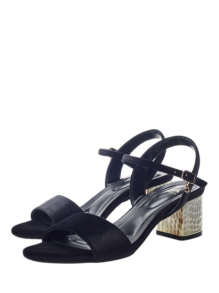 Moda in Pelle Nareena Velvet Block Heel Sandals, Black - view 2, Black