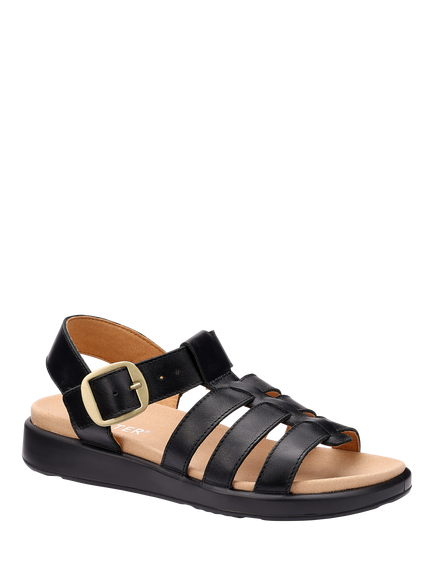Hotter Wide Fit Alanya Gladiator Leather Sandals, Black - view 2, Black