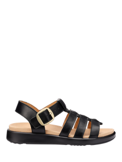 Hotter Alanya Gladiator Leather Sandals, Black, Black