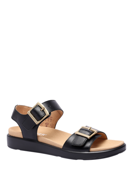 Hotter Corfu Leather Sandals - view 2, Black