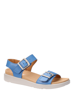 Hotter Corfu Leather Sandals - view 2, Cornflower Blue