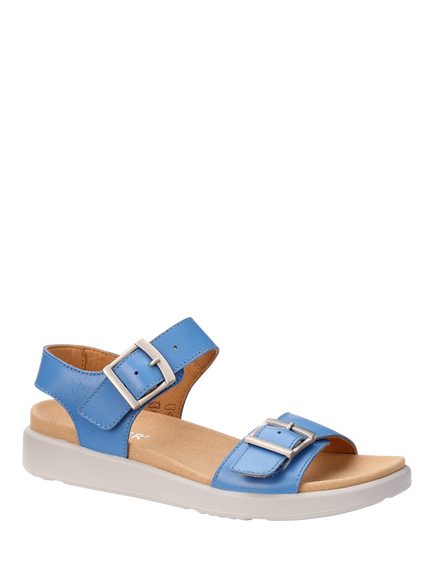 Hotter Corfu Leather Sandals - view 2, Cornflower Blue
