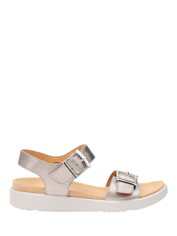 Hotter Corfu Leather Sandals, Pewter, Pewter