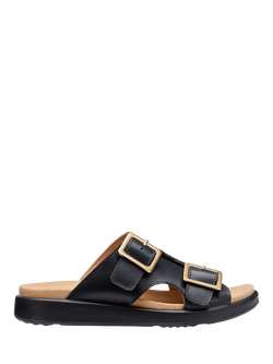 Hotter Corsica Wide Fit Adjustable Leather Slip On Mule Sandals, Navy