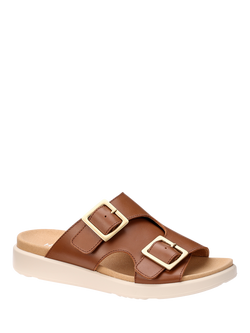 Hotter Corsica Adjustable Leather Slip On Mule Sandals - view 2, Rich Tan