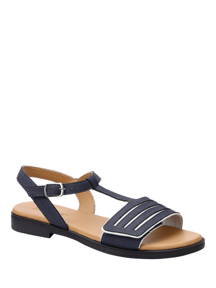 Hotter Lyla Wide Fit Adjustable T-Bar Smart Sandals, Navy/Silver - view 2, Navy/Silver
