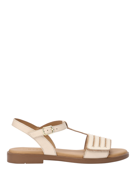 Hotter Lyla Adjustable T-Bar Smart Sandals, White/Gold