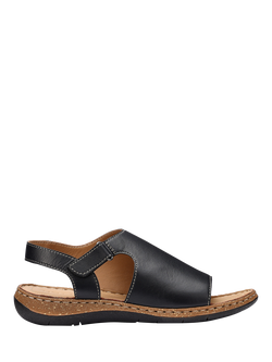 Hotter Mena Wide Fit Leather Cork Effect Mule Sandals, Black