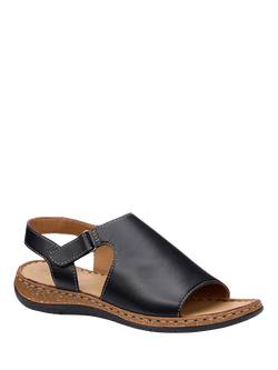 Hotter Mena Wide Fit Leather Cork Effect Mule Sandals - view 2, Black