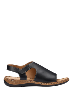 Hotter Mena Leather Cork Effect Mule Sandals, Black, Black