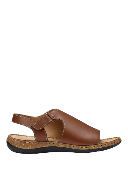 Hotter Mena Leather Cork Effect Mule Sandals, Rich Tan, Rich Tan