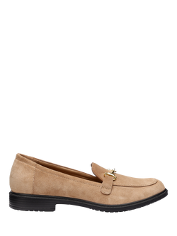 Hotter Wide Fit Clovelly Suede Loafers, Camel, Camel