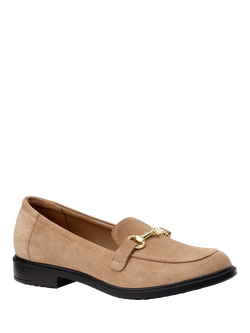 Hotter Wide Fit Clovelly Suede Loafers, Camel - view 2, Camel
