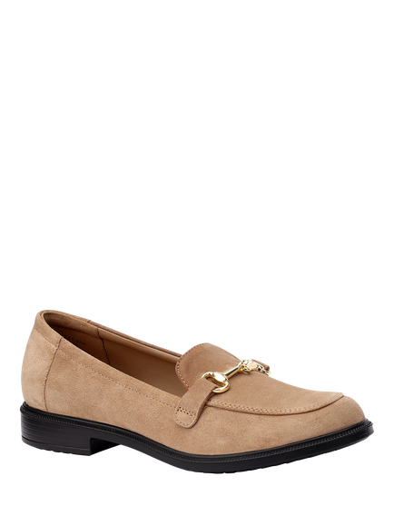Hotter Wide Fit Clovelly Suede Loafers, Camel - view 2, Camel