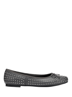 Hotter Wide Fit Ebba Embellished Ballerina Pumps, Dark Grey, Dark Grey