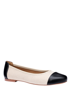 Hotter Wide Fit Ingrid Colour Block Ballerina Pumps, Cream/Black - view 2, Cream/Black