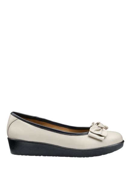 Hotter Jade Bow Wedge Ballerina Pump, Cement/Black, Cement/Black