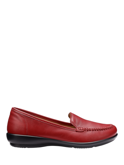 Hotter Wide Fit Jazz Leather Moccasins, Salsa, Salsa
