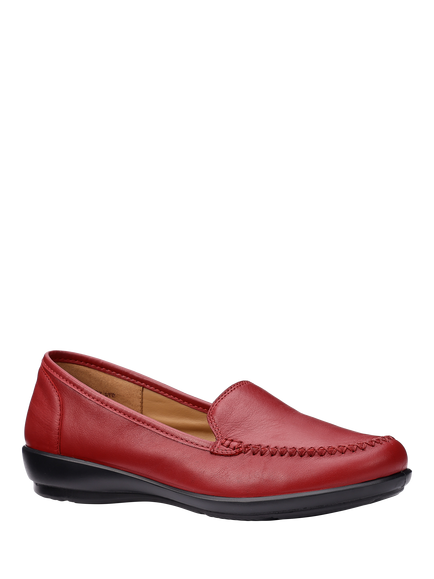 Hotter Wide Fit Jazz Leather Moccasins, Salsa - view 2, Salsa