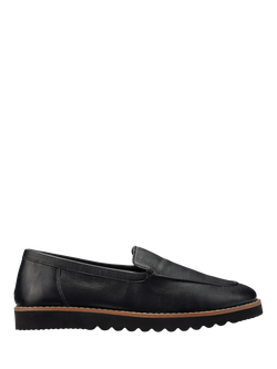 Hotter Wide Fit Juniper Slip On Leather Loafers, Black, Black
