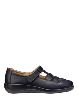Hotter Wide Fit Teagan Fisherman Leather Shoes, Navy
