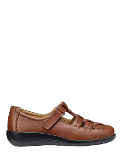 Hotter Wide Fit Teagan Fisherman Leather Shoes, Rich Tan