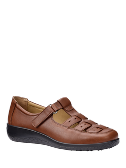 Hotter Wide Fit Teagan Fisherman Leather Shoes - view 2, Rich Tan