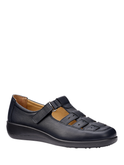Hotter Teagan Leather Fisherman Style Shoes - view 2, Navy