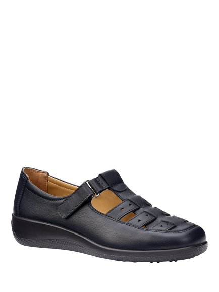 Hotter Teagan Leather Fisherman Style Shoes - view 2, Navy