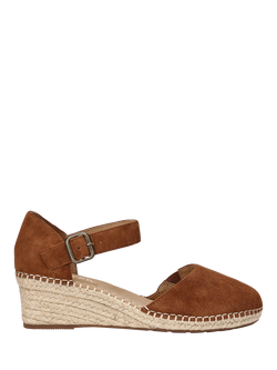 Hotter Pacific II Suede Wedge Heel Espadrilles, Rich Tan