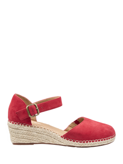 Hotter Pacific II Suede Wedge Heel Espadrilles, Salsa