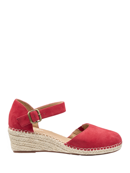 Hotter Pacific II Suede Wedge Heel Espadrilles, Salsa