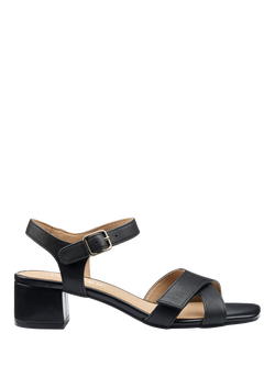 Hotter Riviera Suede Block Heel Ankle Strap Sandals, Black, Black